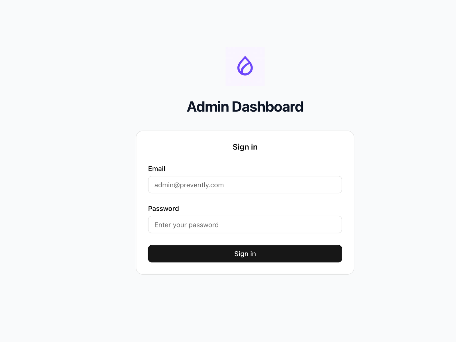 Admin Dashboard Login