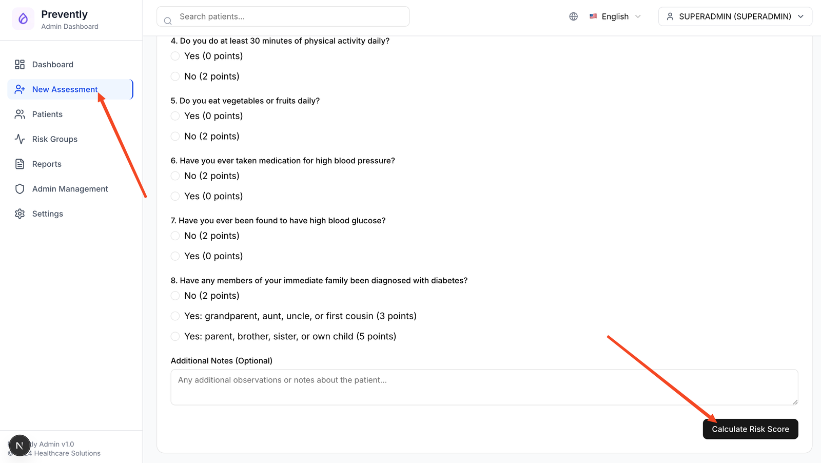 FINDRISC Risk Assessment Form